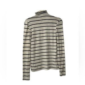 Mango White &‎ Black Long Sleeve Stripped Knit Top with turtle neck size XS